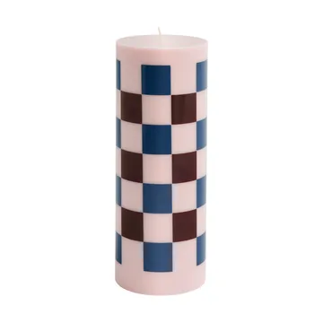 Κερί Column Candle large 25 εκ. - Pink-bordeaux-dark blue check - HAY