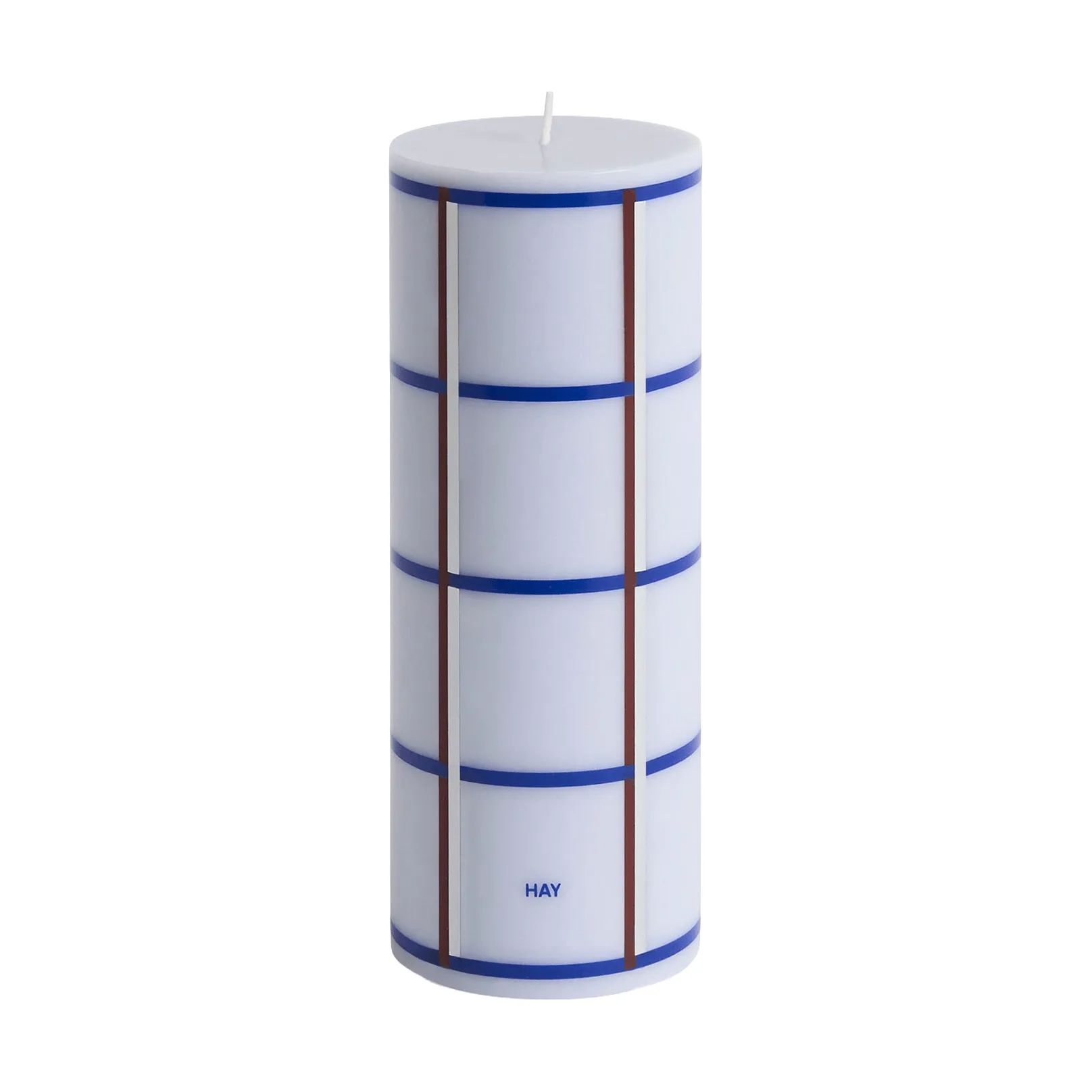 Column Candle κολόνα κερί medium 20 εκ., Light blue, blue, bordeaux and silver HAY