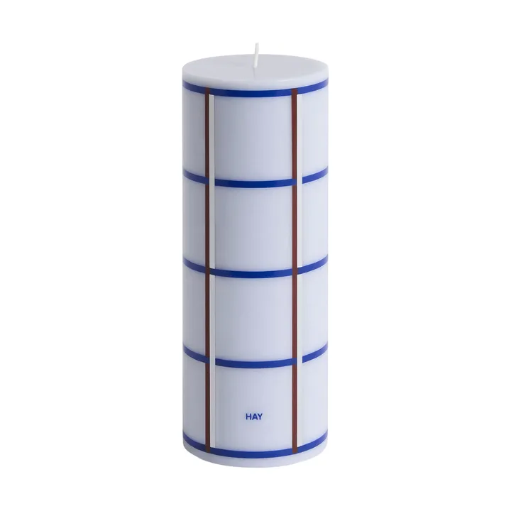 Column Candle κολόνα κερί medium 20 εκ. - Light blue, blue, bordeaux and silver - HAY