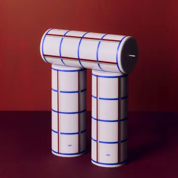 Column Candle κολόνα κερί medium 20 εκ. - Light blue, blue, bordeaux and silver - HAY