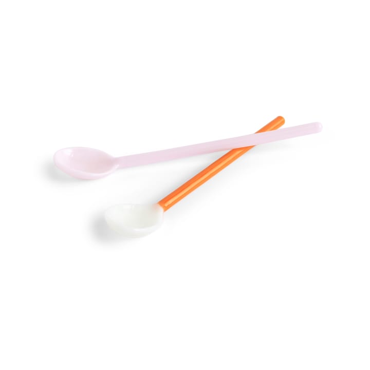 Duo glass spoons, συσκευασία 2 τεμαχίων, Light pink-bright πορτοκαλί HAY