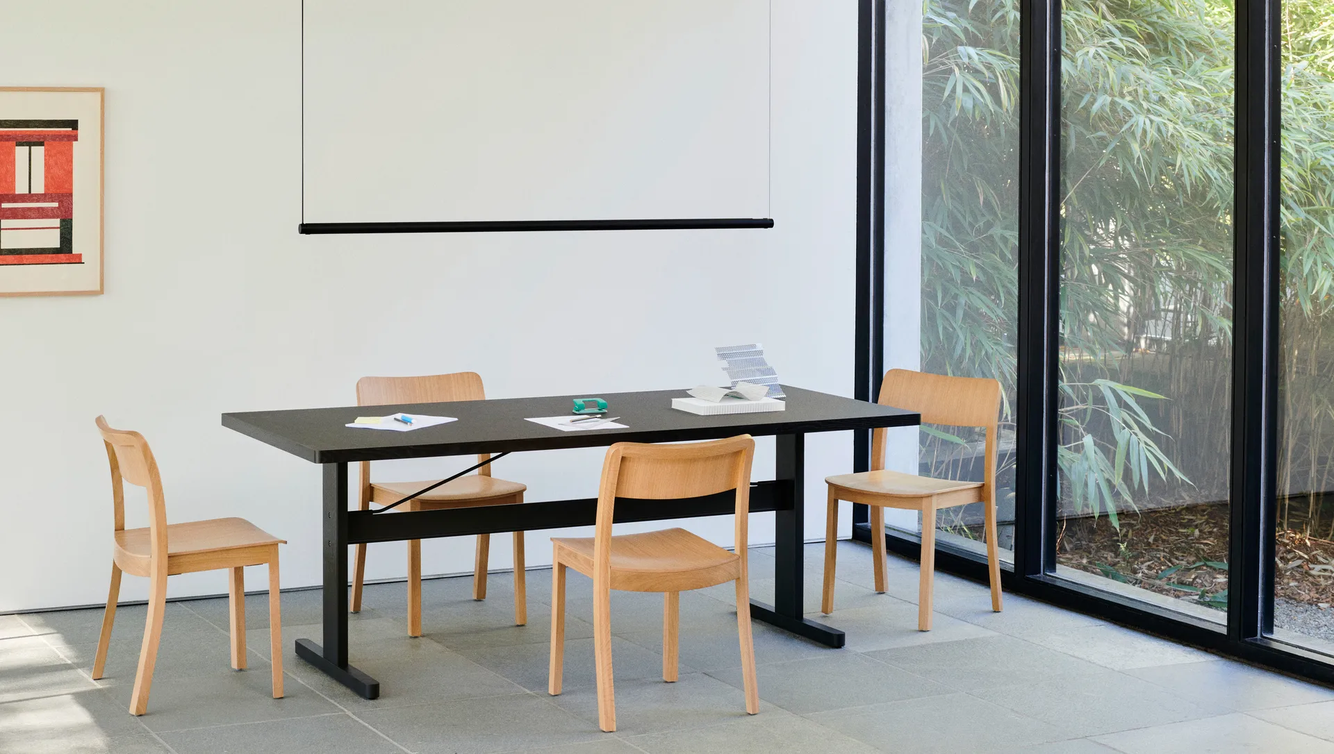 Factor Linear Suspension φωτιστικό οροφής 1500 Diffused, Απαλό μαύρο HAY