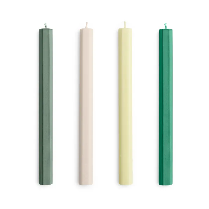 Hexagon Candle κεριά mix 4 τεμάχια - Greens-whites - HAY
