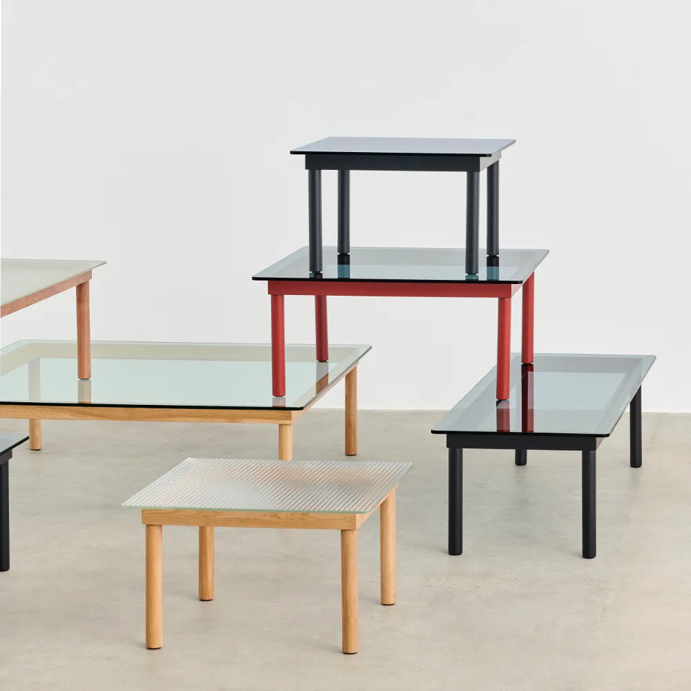 Kofi τραπεζάκι σαλονιού, Black oak-γυάλινη κορυφή-μπλε τόνος-π60 cm HAY