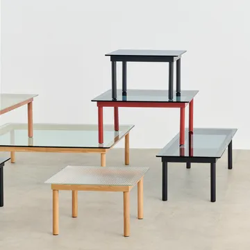 Kofi τραπεζάκι σαλονιού - Black oak-γυάλινη κορυφή-μπλε τόνος-π60 cm - HAY