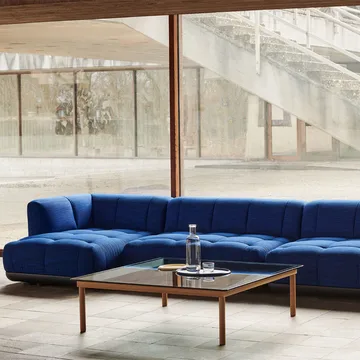 Kofi τραπεζάκι σαλονιού - Black oak-γυάλινη επιφάνεια-μπλε απόχρωση-π80 cm - HAY