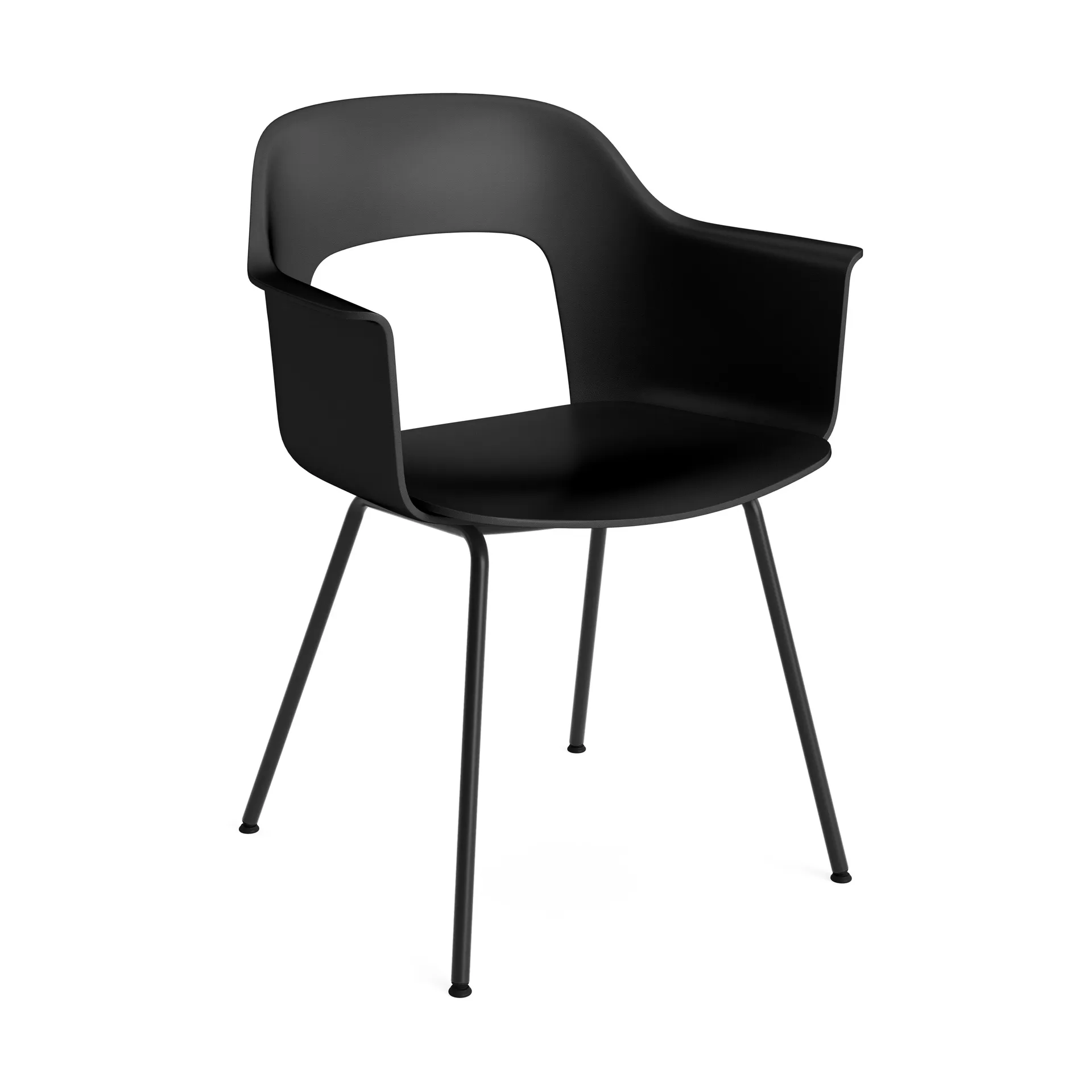 Layout Armchair 211 πολυθρόνα με μπράτσα, Black-μαύρο-λακαρισμένο ατσάλι HAY