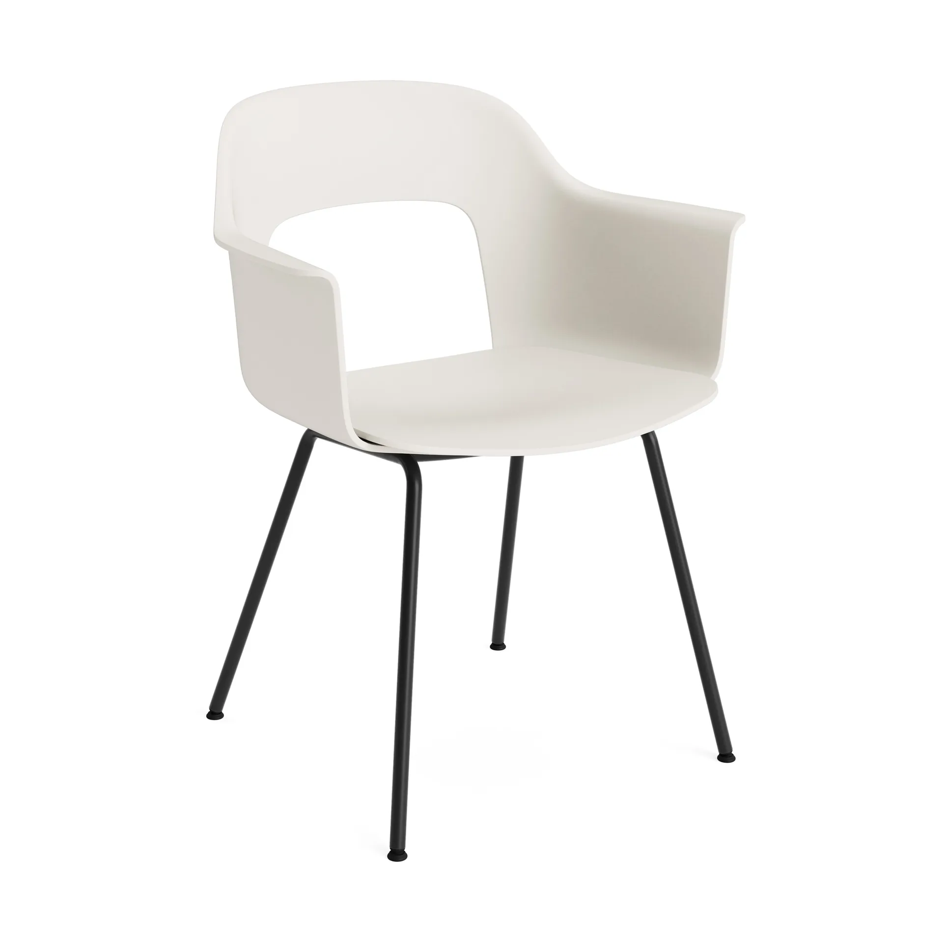 Layout Armchair 211 πολυθρόνα με μπράτσα, Cream white-μαύρο-λακαρισμένο ατσάλι HAY