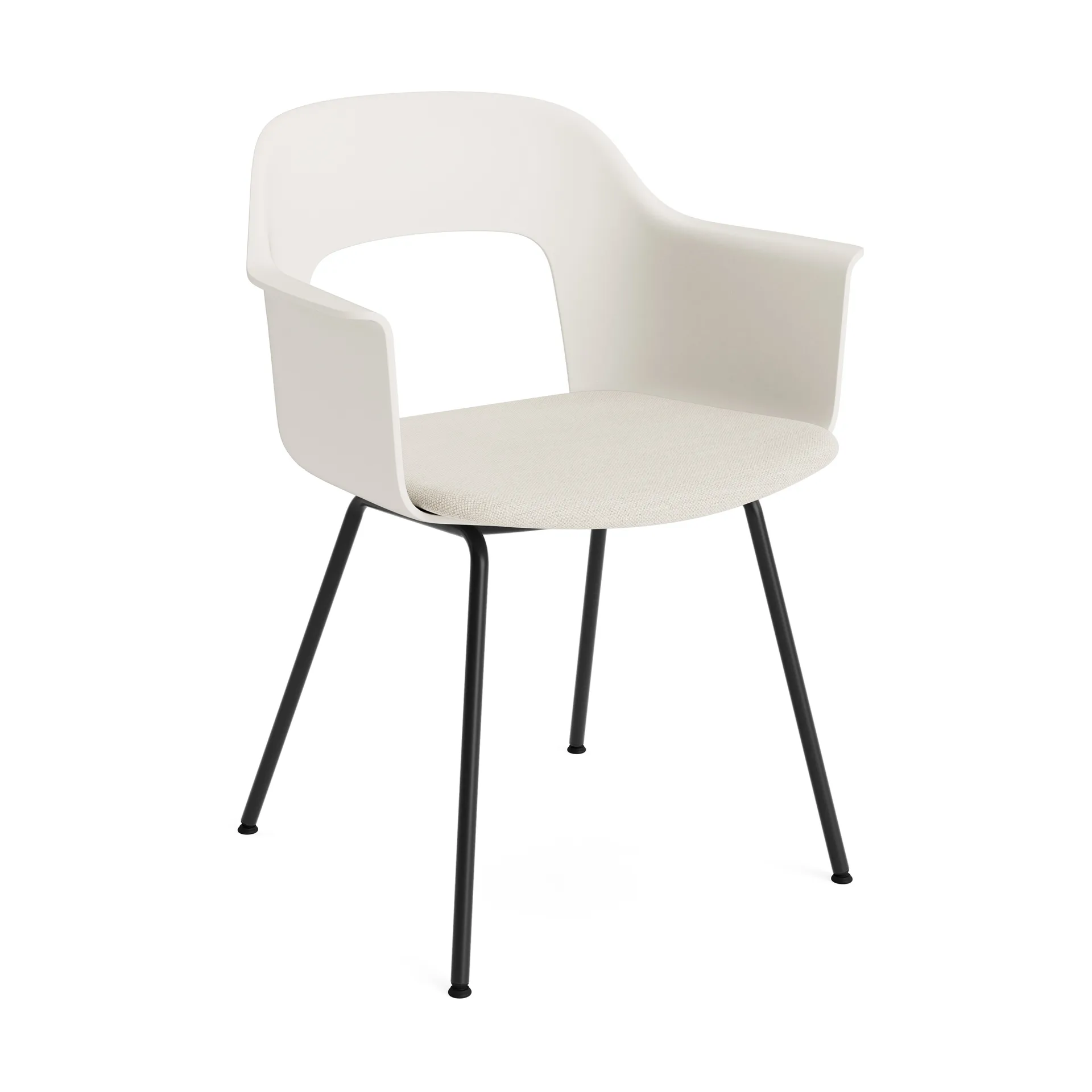 Layout Armchair 213 πολυθρόνα με μπράτσα, Mode 011-cream white-μαύρο-λακαρισμένο ατσάλι HAY