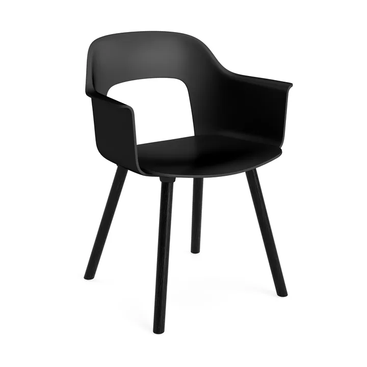 Layout Armchair 221 πολυθρόνα με μπράτσα - Black-μαύρο-λακαρισμένη δρυς - HAY
