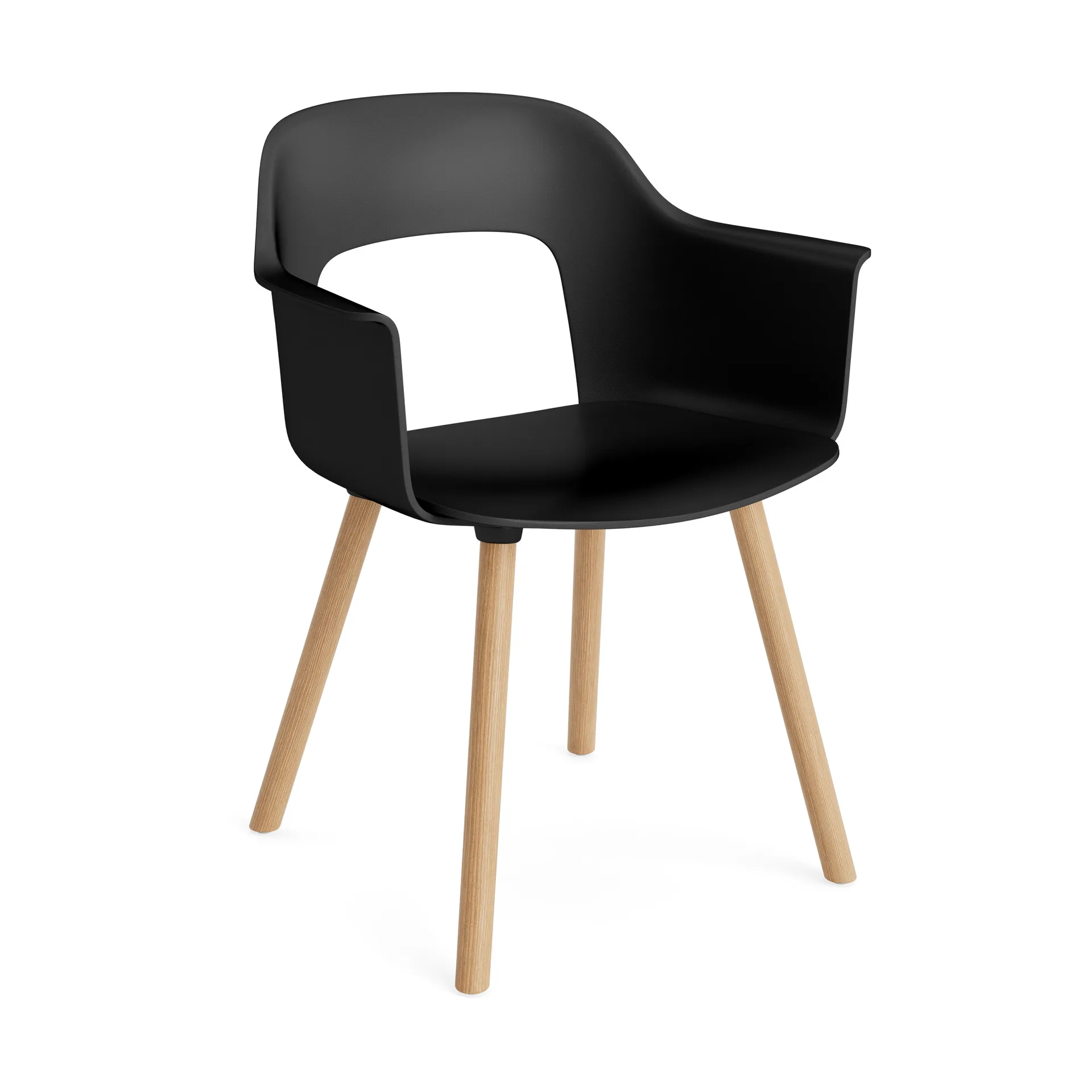 Layout Armchair 221 πολυθρόνα με μπράτσα, Black-λακαρισμένη δρυς HAY