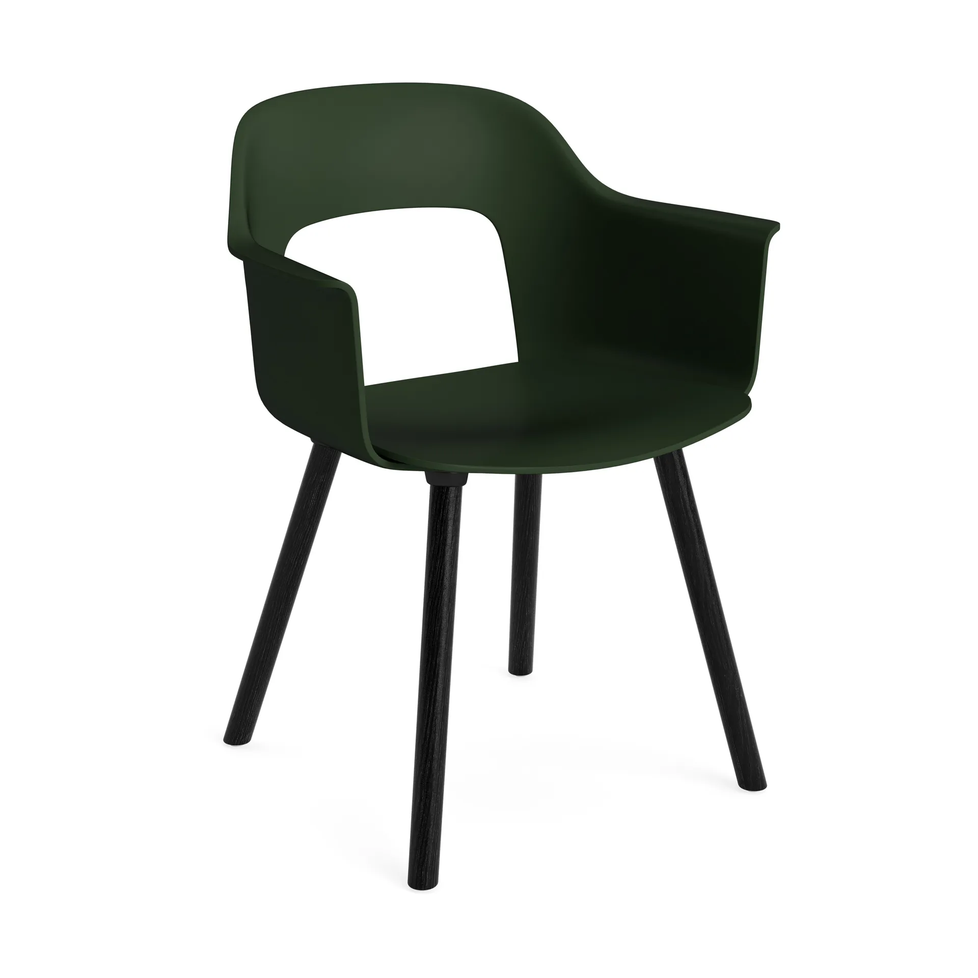 Layout Armchair 221 πολυθρόνα με μπράτσα, Bottle green-μαύρο-λακαρισμένη δρυς HAY