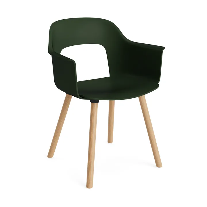 Layout Armchair 221 πολυθρόνα με μπράτσα - Bottle green-λακαρισμένη δρυς - HAY