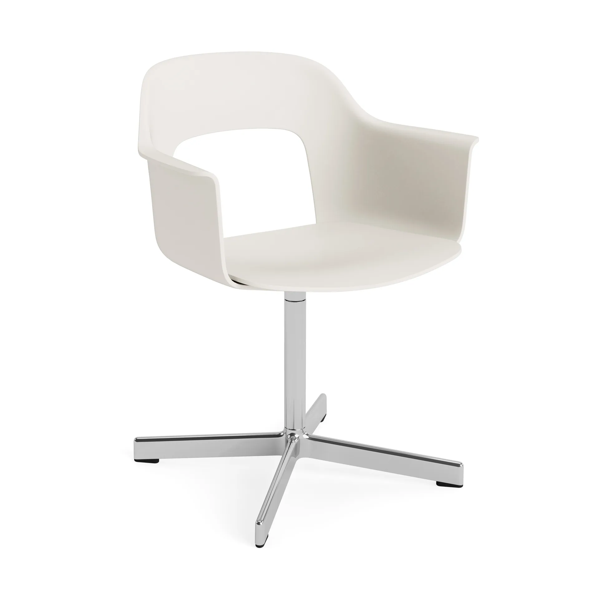 Layout Armchair 231 πολυθρόνα με μπράτσα, Cream white-πολυρισμένο aluminium 4 star swivel base HAY