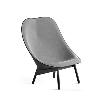 Πολυθρόνα lounge Uchiwa - Black/white-μαύρη δρυς-μαύρο δέρμα - HAY