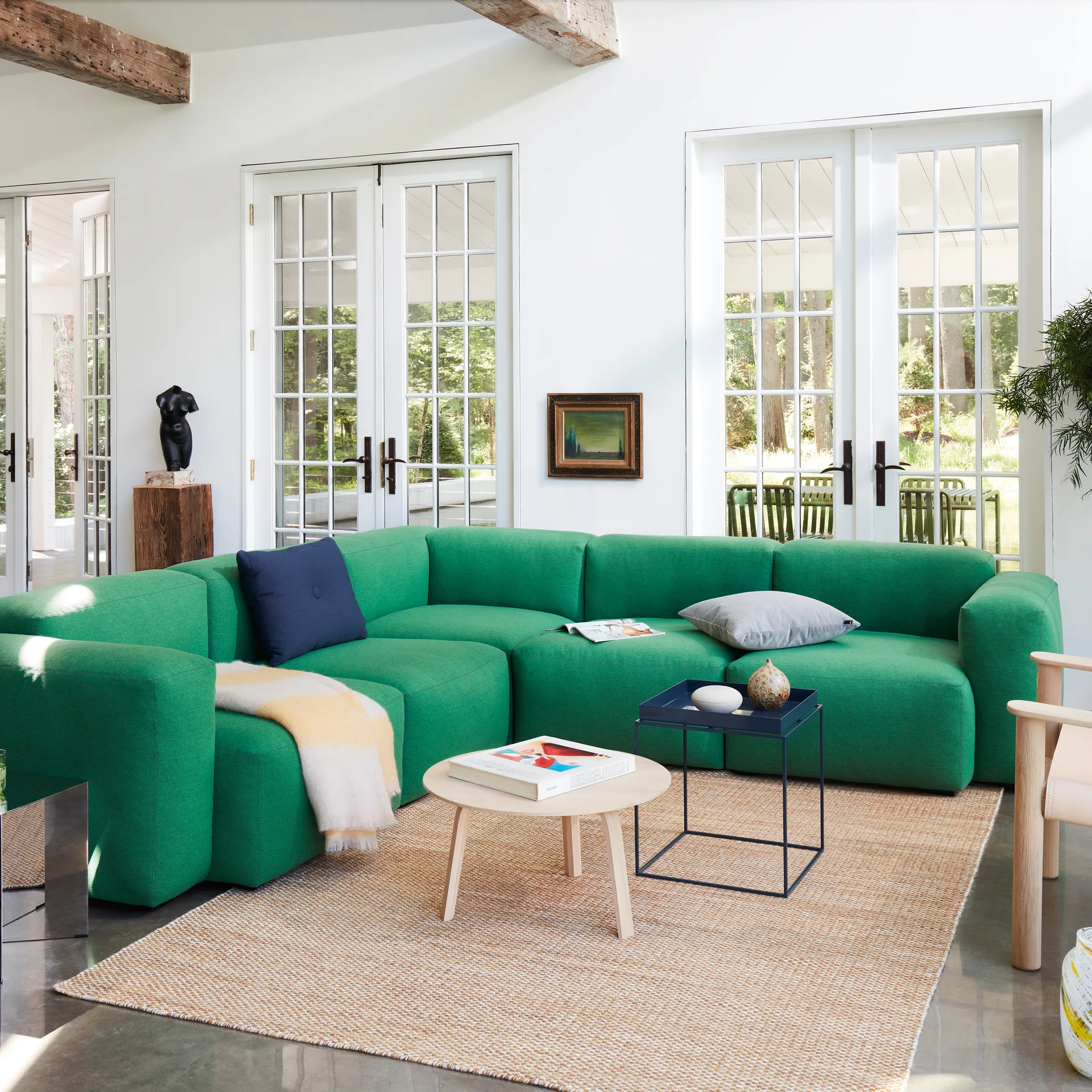 Moiré kelim χαλάκι 140x200 cm, Κίτρινο HAY