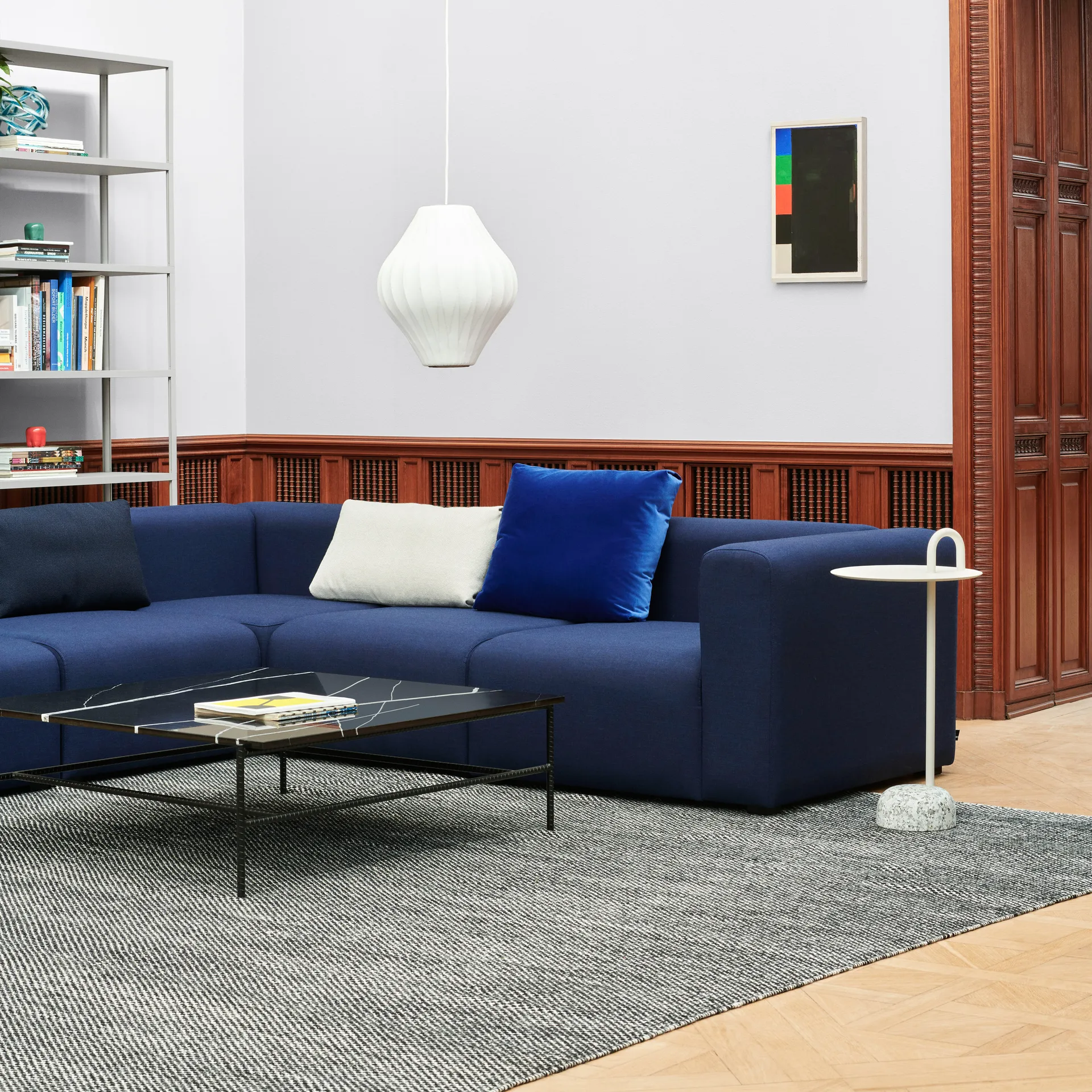 Moiré kelim χαλάκι 170x240 cm, Μαύρο HAY