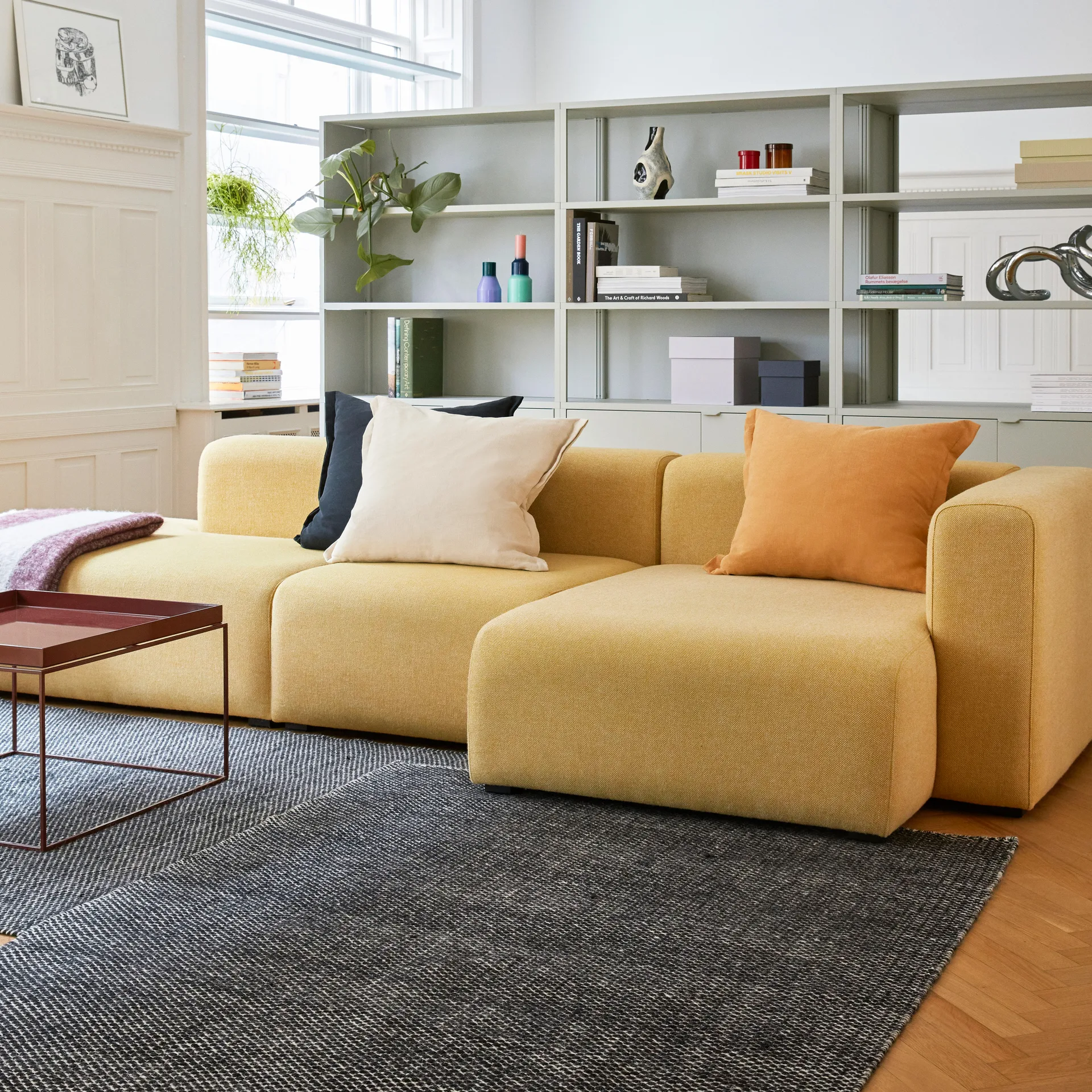 Moiré kelim χαλάκι 170x240 cm, Μαύρο HAY