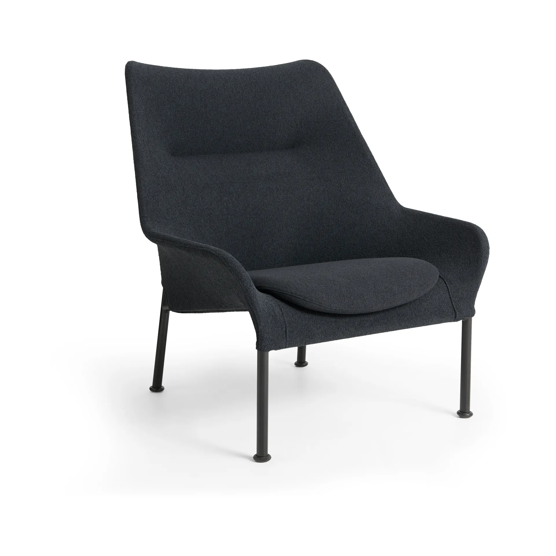 O2 Lounge Chair πολυθρόνα, Soft black-μαύρο-λακαρισμένο ατσάλι HAY