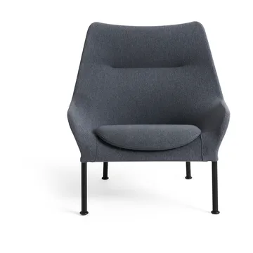 O2 Lounge Chair πολυθρόνα - Soft grey-μαύρο-λακαρισμένο ατσάλι - HAY