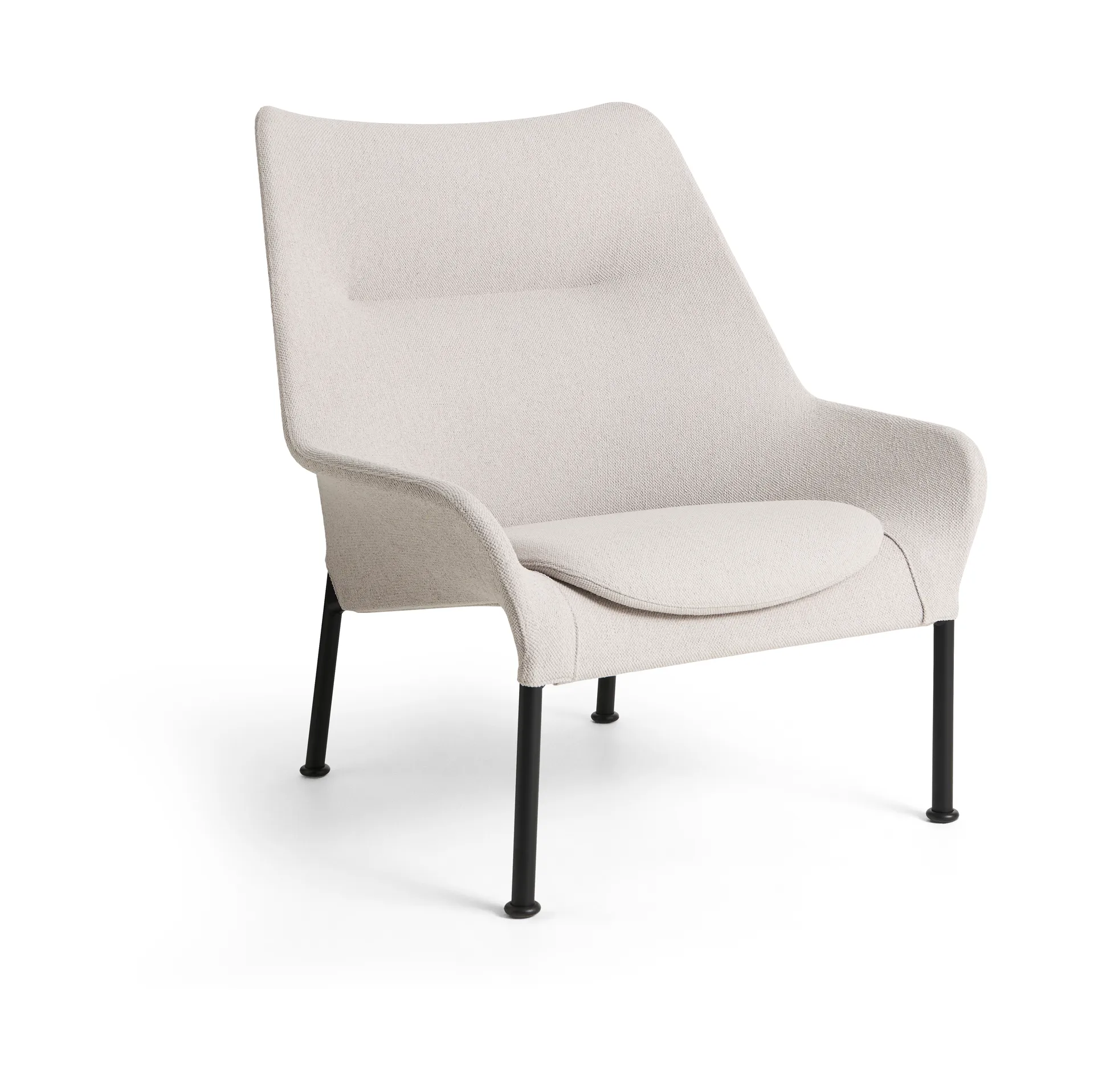 O2 Lounge Chair πολυθρόνα, Soft light grey-μαύρο-λακαρισμένο ατσάλι HAY