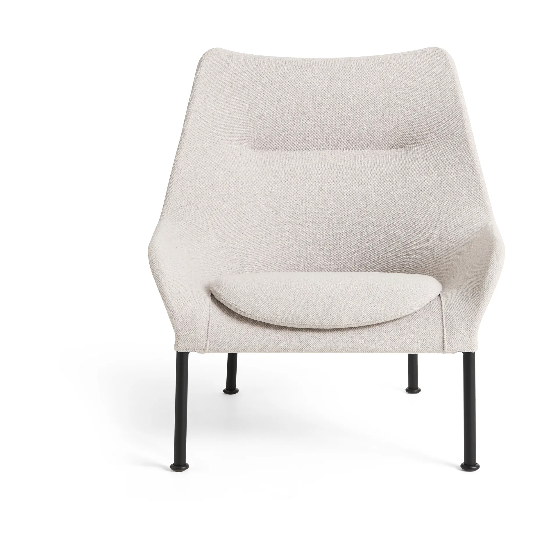O2 Lounge Chair πολυθρόνα, Soft light grey-μαύρο-λακαρισμένο ατσάλι HAY