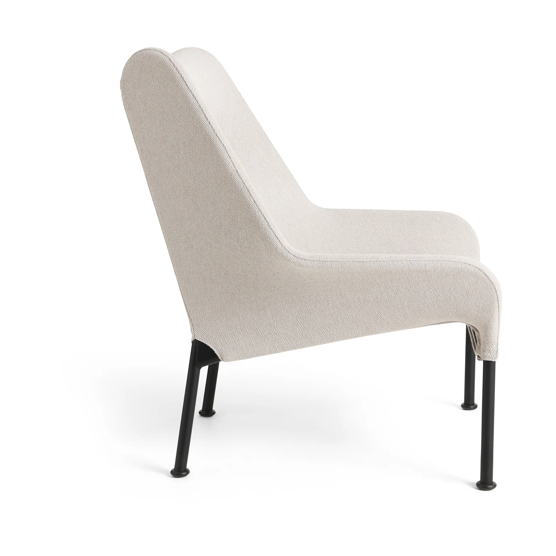 O2 Lounge Chair πολυθρόνα, Soft light grey-μαύρο-λακαρισμένο ατσάλι HAY