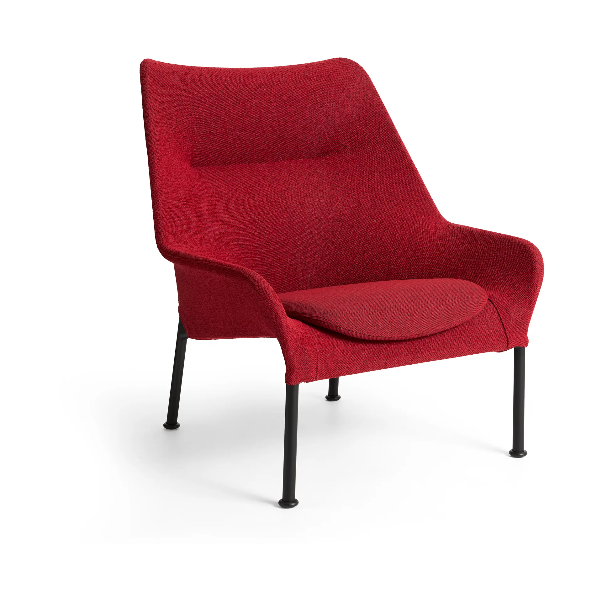 O2 Lounge Chair πολυθρόνα, Soft red-μαύρο-λακαρισμένο ατσάλι HAY