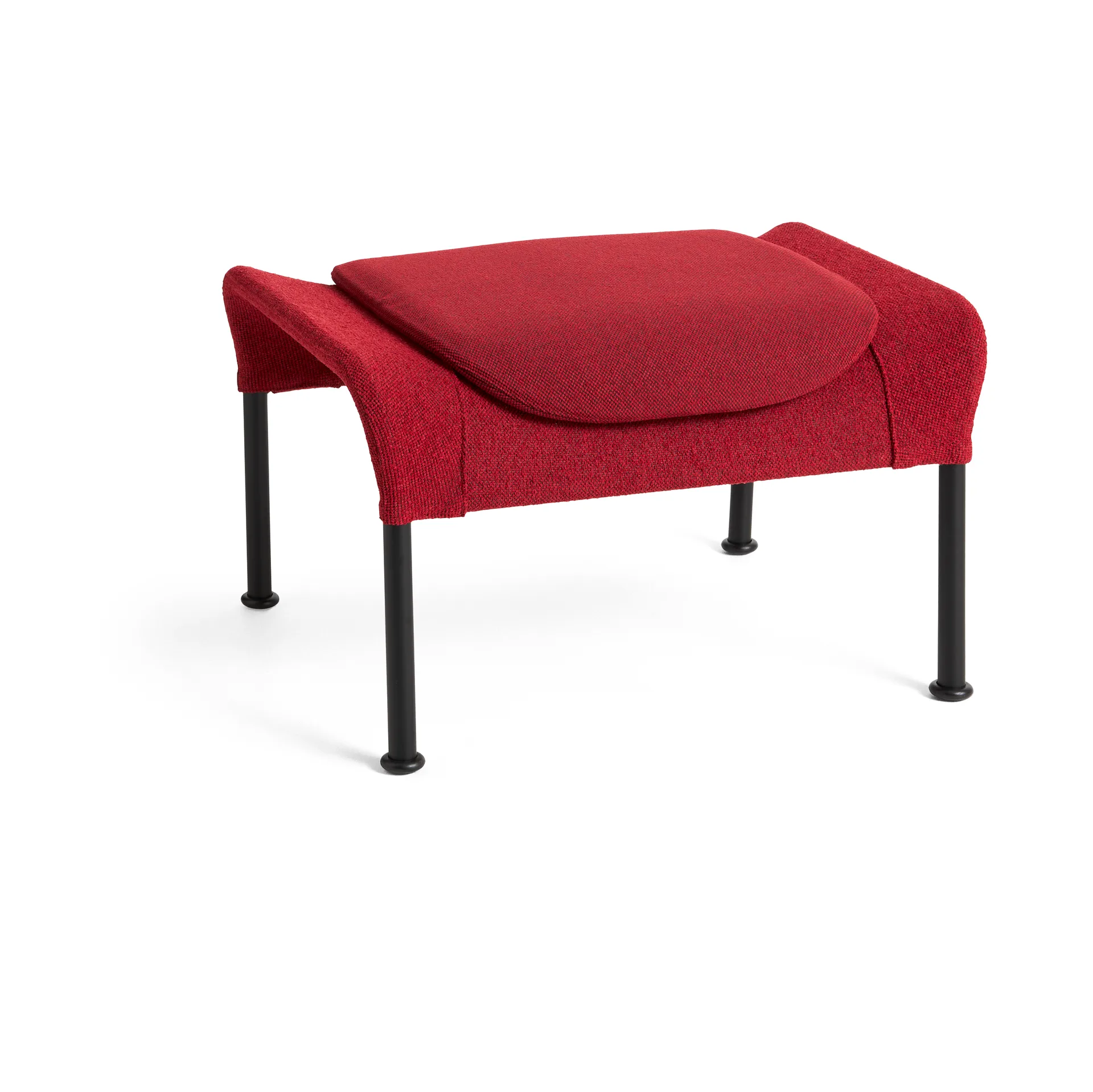 O2 Ottoman σκαμπό, Soft red-μαύρο-λακαρισμένο ατσάλι HAY