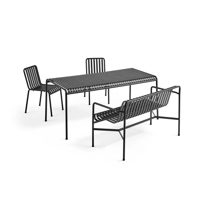 Palissade σετ τραπεζαρίας 2 καρέκλες + παγκάκι 170x90 cm - Anthracite - HAY