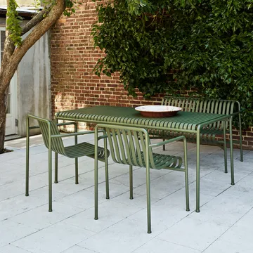 Palissade τραπεζαρία σετ 2 Dining καρέκλα με μπράτσα + παγκάκι 170x90 εκ. olive - HAY