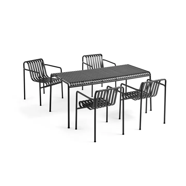 Palissade σετ τραπεζαρίας 4 πολυθρόνες 170x90 cm - Anthracite - HAY