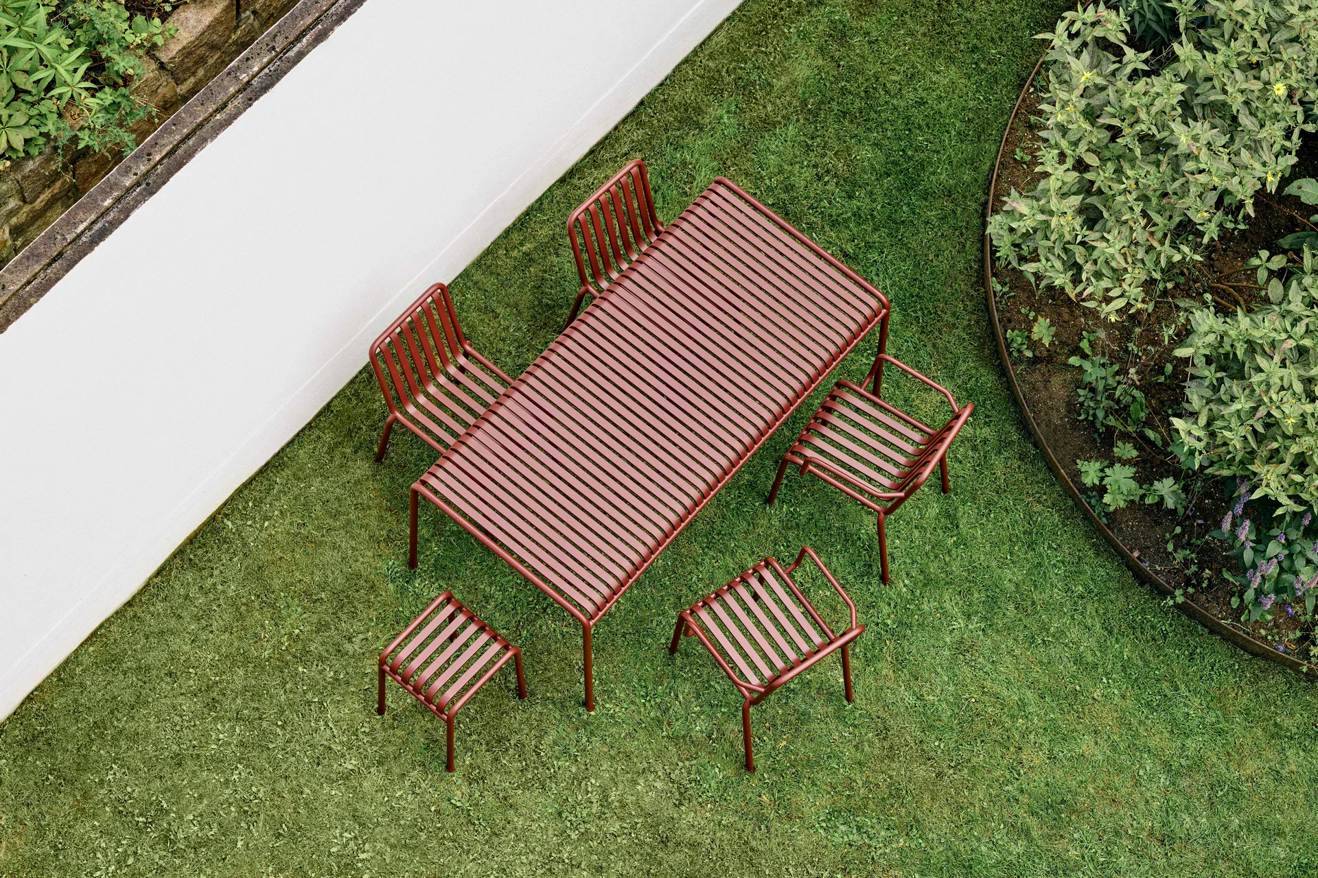 Palissade σετ τραπεζαρίας 4 καρέκλες 170x90 cm - Iron red,  HAY