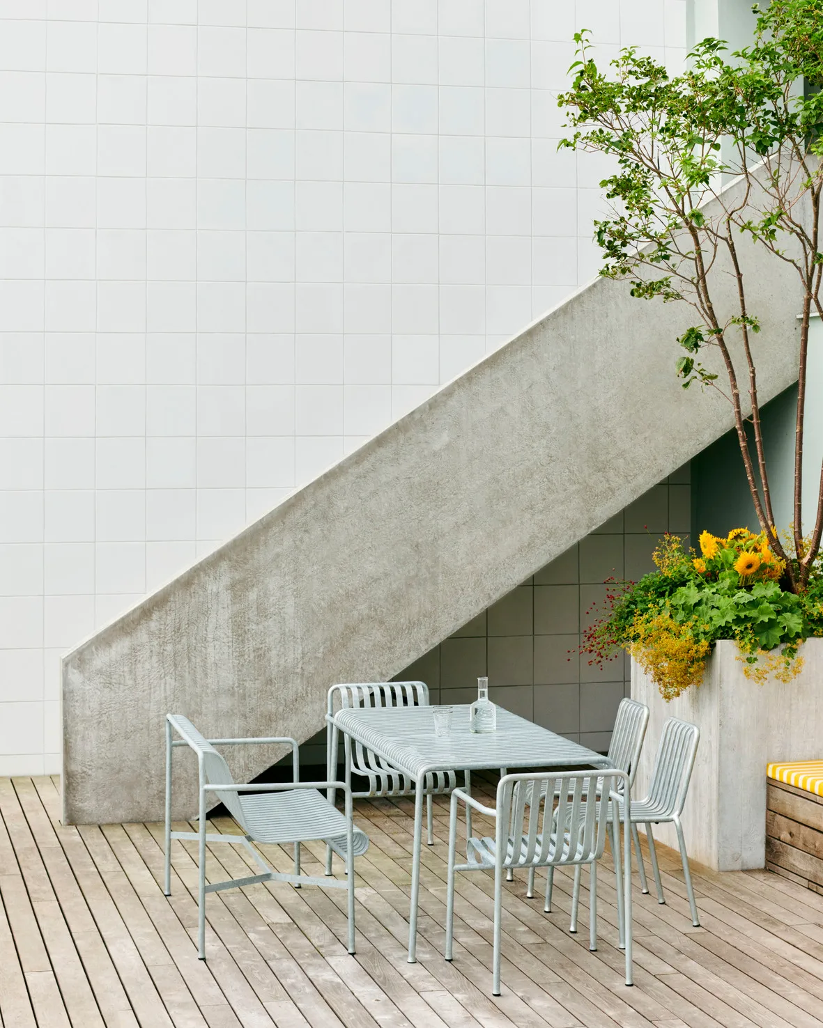 Palissade τραπεζαρία 4 καρέκλες 170x90 εκ. γαλβανισμένο HAY