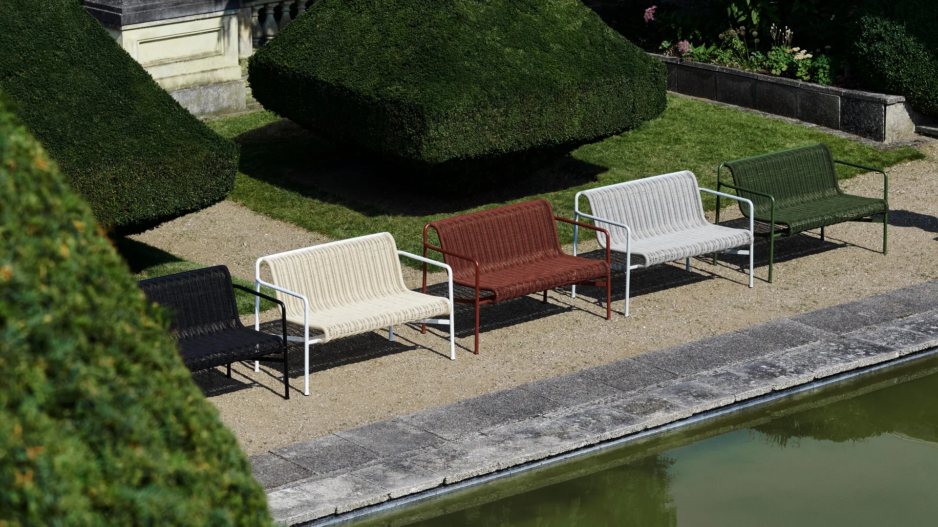 Palissade Cord Dining παγκάκι με μπράτσα, Iron red HAY