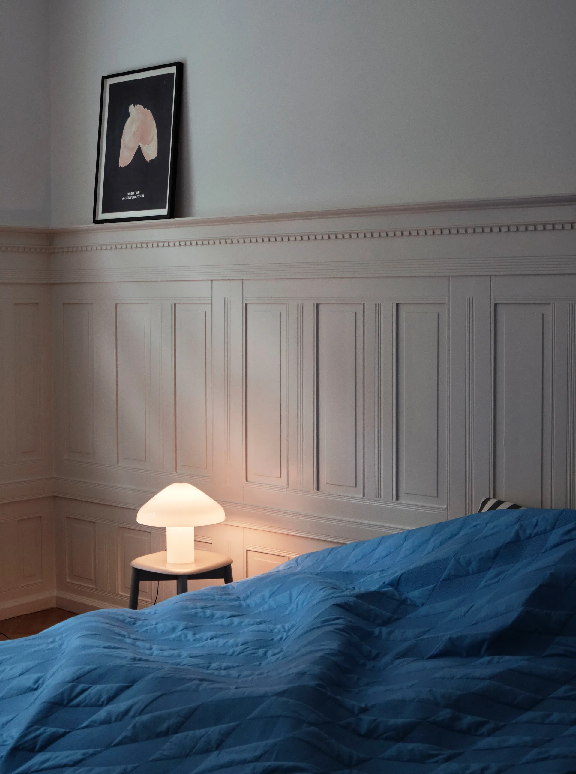 Pao γυάλινο επιτραπέζιο φωτιστικό Ø 35 cm, Λευκό-οπαλίνα HAY