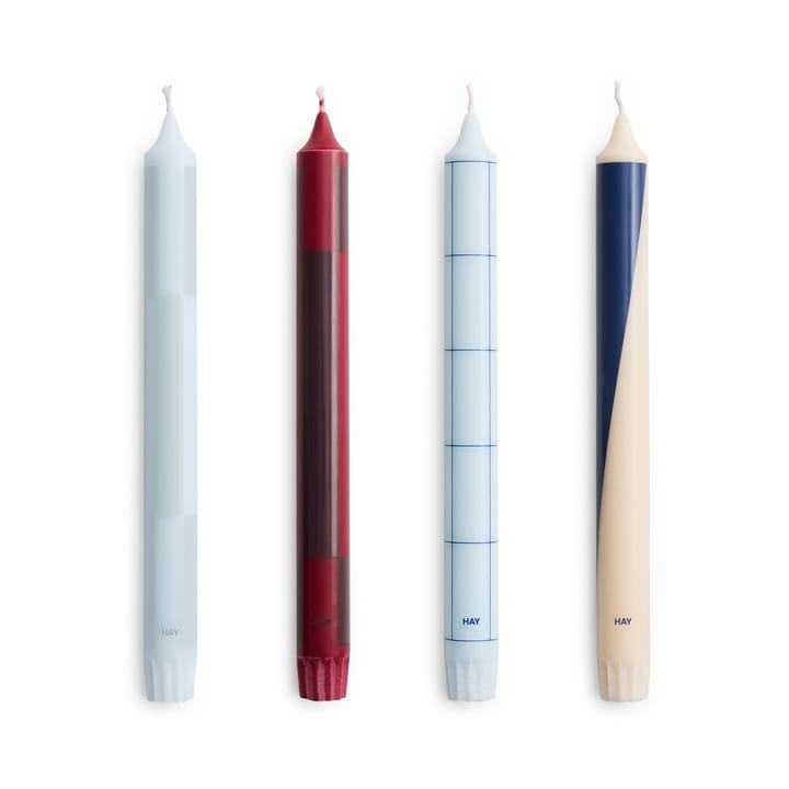 Pattern candle mix συσκευασία 4 τεμαχίων - Blues-bordeaux - HAY