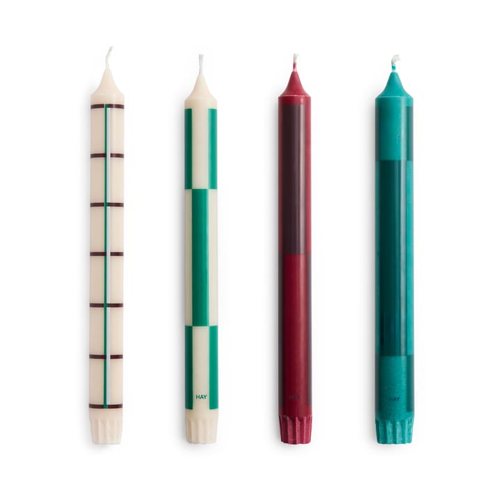 Pattern candle mix συσκευασία 4 τεμαχίων - Greens-bordeaux - HAY