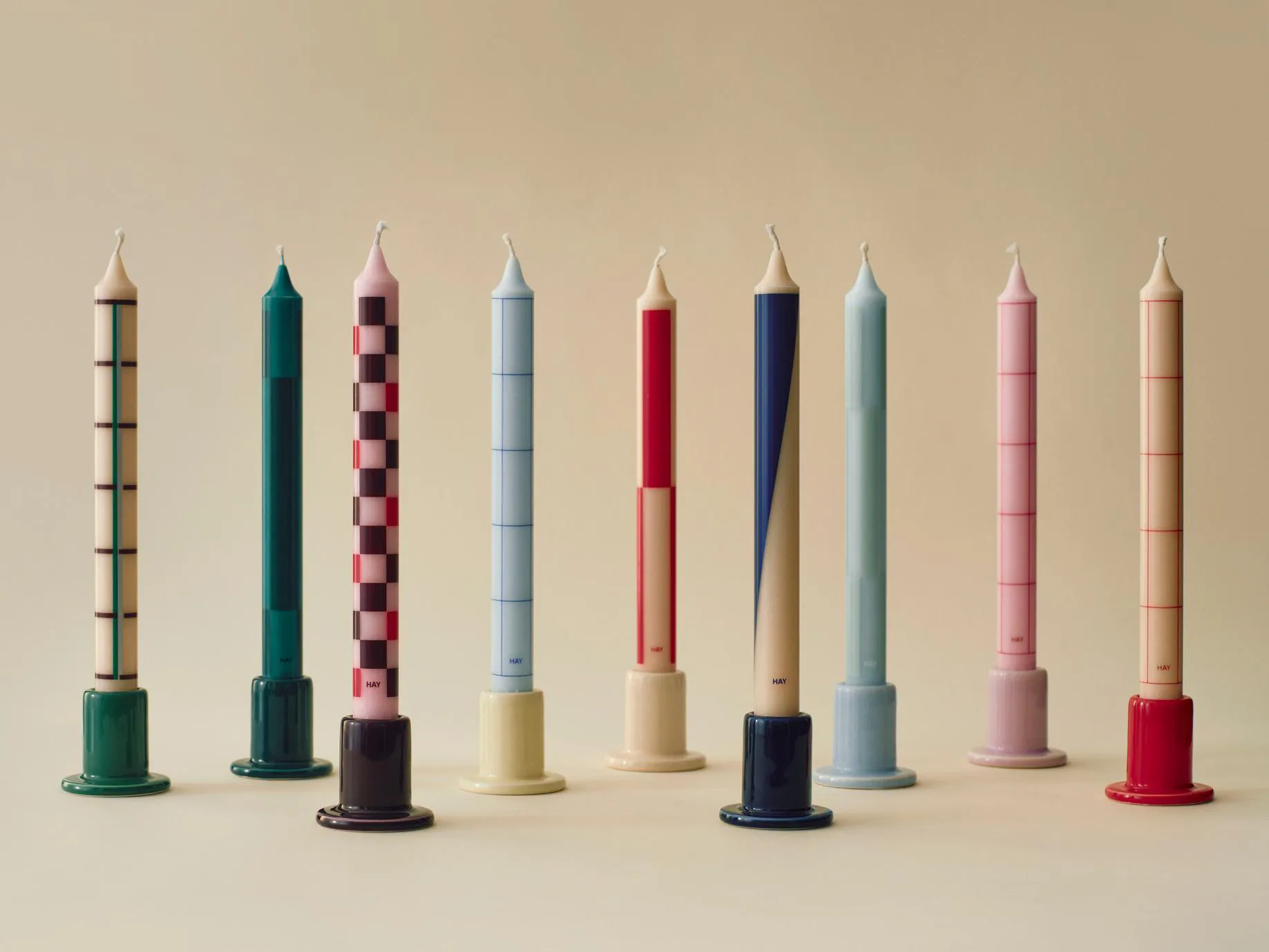 Pattern candle mix συσκευασία 4 τεμαχίων, Light pink-blue HAY