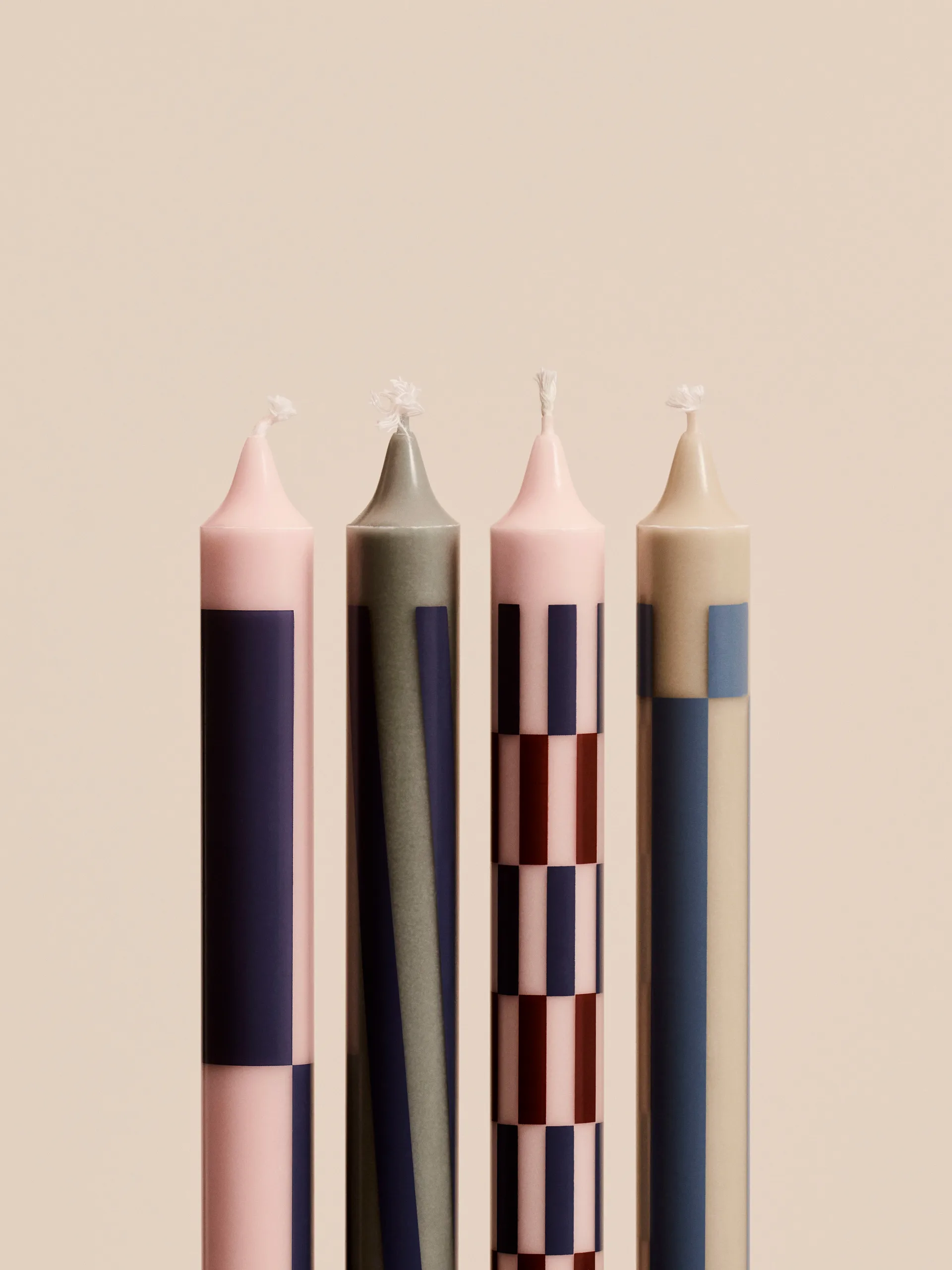 Pattern candle mix συσκευασία 4 τεμαχίων, Light pink-blue HAY