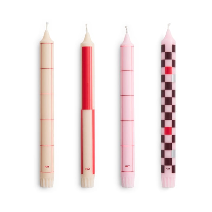 Pattern candle mix συσκευασία 4 τεμαχίων - Reds-bordeaux - HAY
