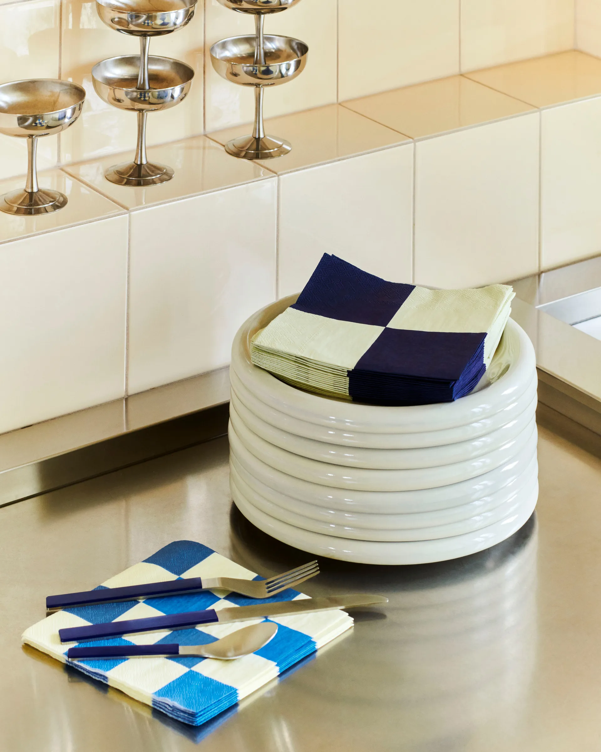 Χαρτοπετσέτες Pattern Dinner Check 40x40 cm 20 τεμάχια, Off white-blues M HAY