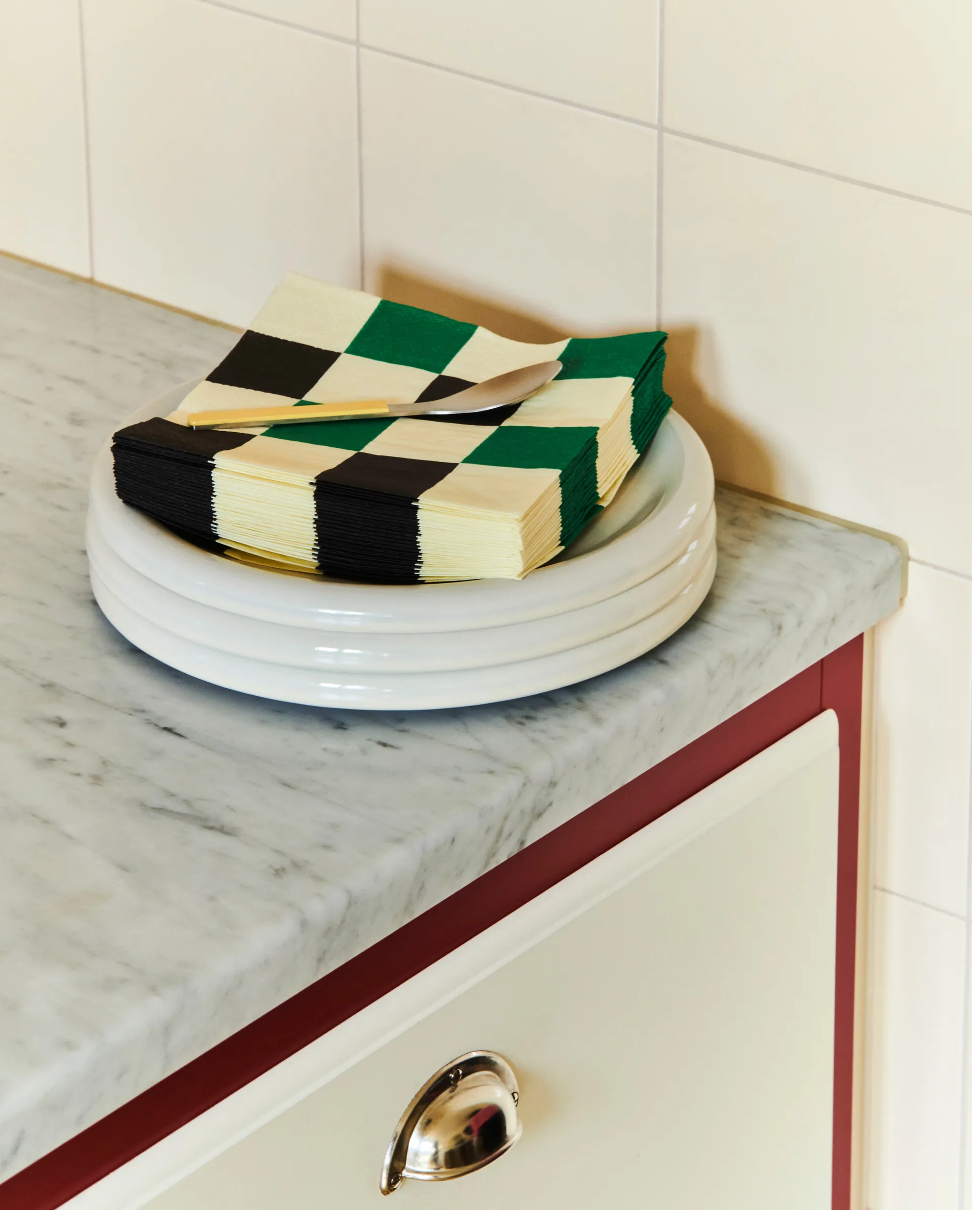 Χαρτοπετσέτες Pattern Lunch Check 33x33 cm 20 τεμάχια, Off white-green-black M HAY