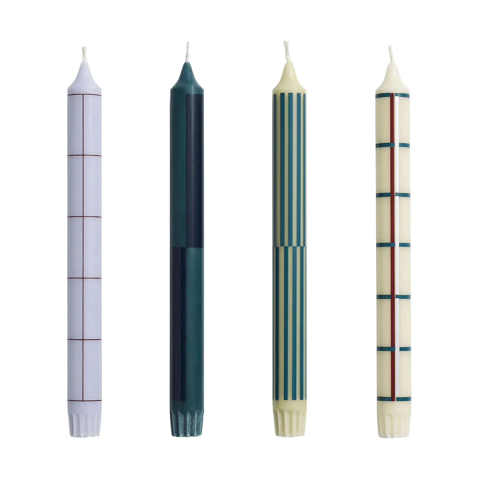 Pattern κεριά mix 4 τεμάχια, Green-silver HAY