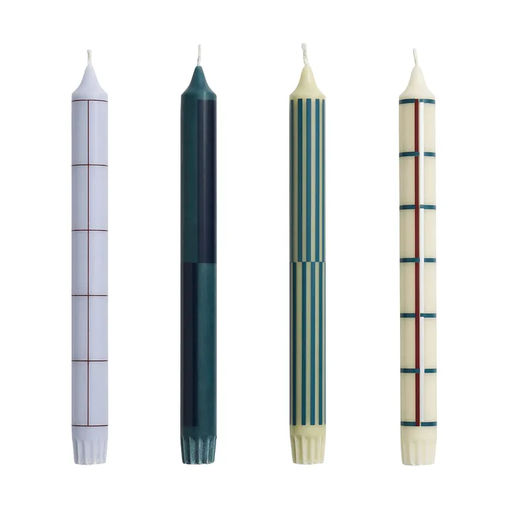Pattern κεριά mix 4 τεμάχια - Green-silver - HAY