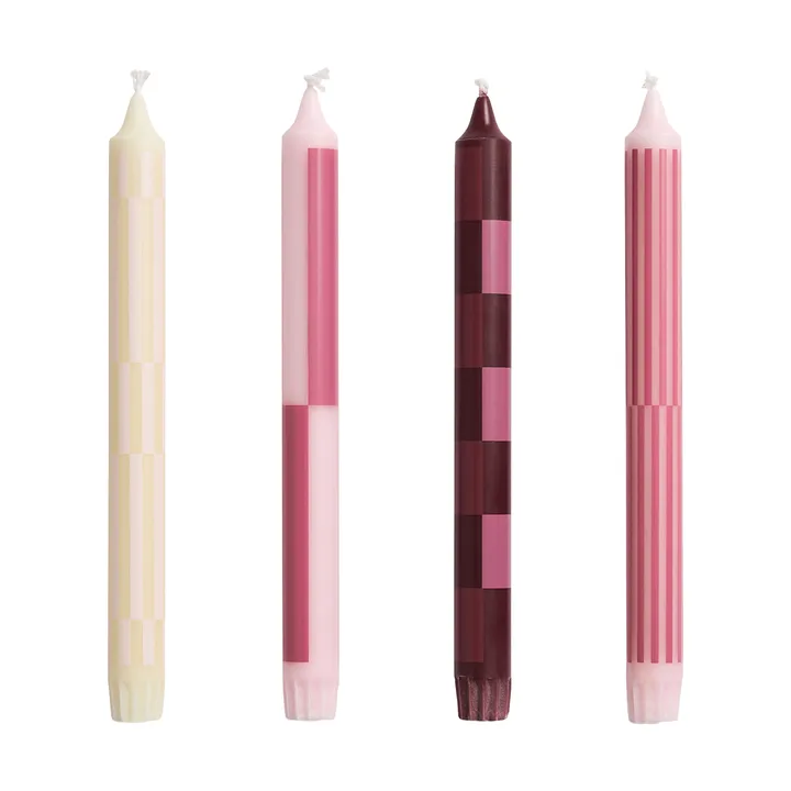 Pattern κεριά mix 4 τεμάχια - Pink-bordeaux - HAY