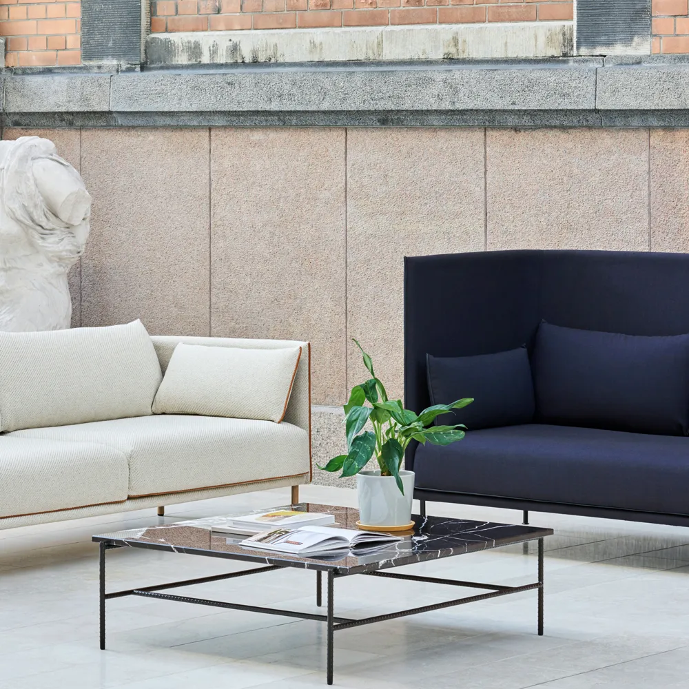 Rebar τραπεζάκι σαλονιού 100x104x33 cm, Μαύρο μάρμαρο-μαύρη βάση HAY