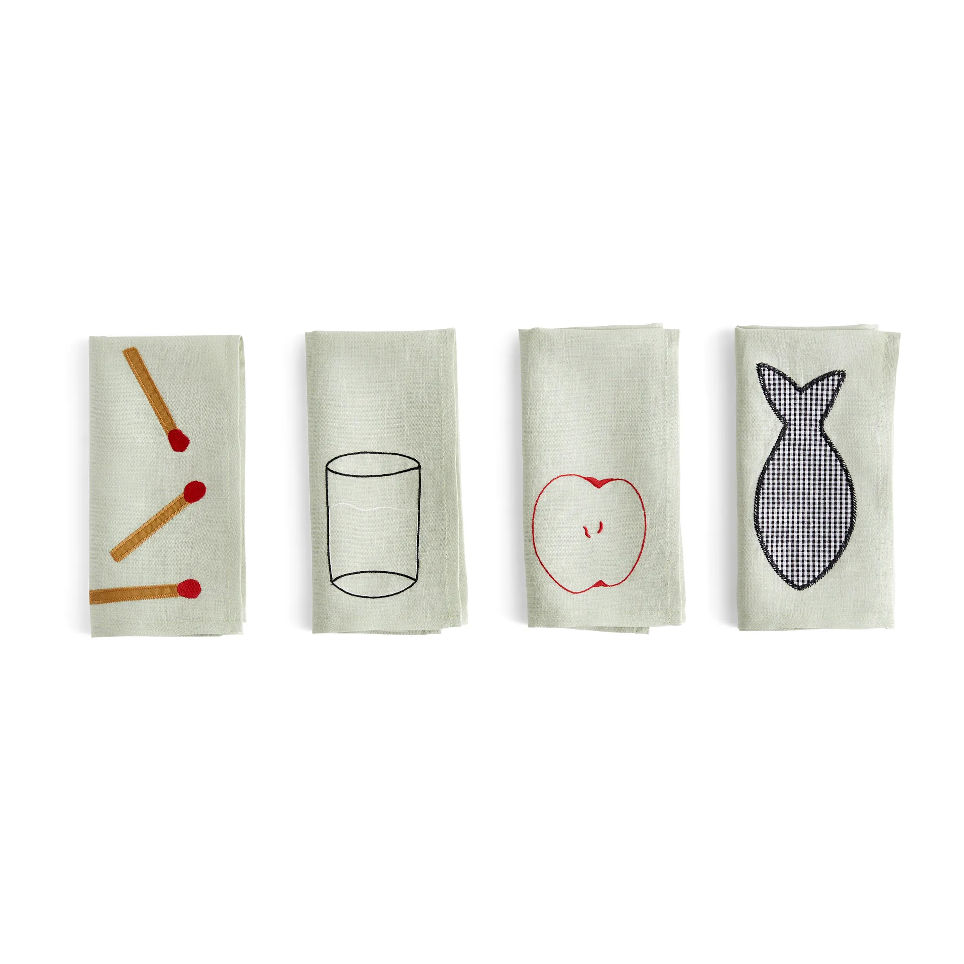 Sobremesa λινή πετσέτα 45x45 cm συσκευασία 4 τεμαχίων, Πράσινο HAY