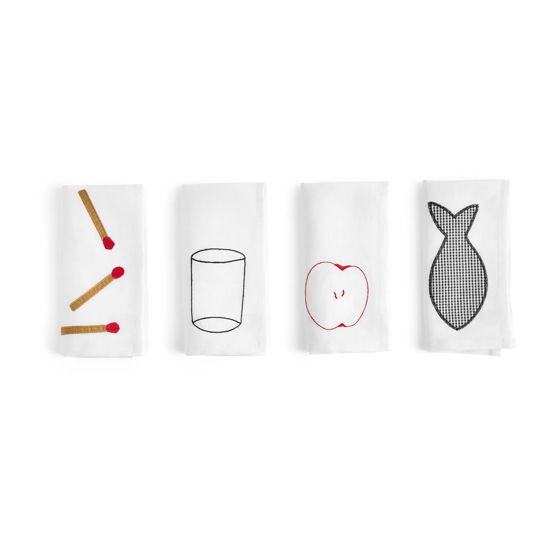 Sobremesa λινή πετσέτα 45x45 cm συσκευασία 4 τεμαχίων, Λευκό HAY