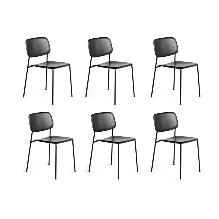 Soft Edge 40 καρέκλα, Black oak-μαύρος χαλύβδινος σκελετός, σετ 6 τεμαχίων - HAY